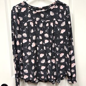LOFT Pink Floral Blouse Top XS